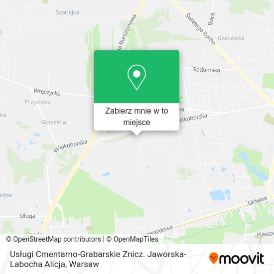 Mapa Usługi Cmentarno-Grabarskie Znicz. Jaworska-Labocha Alicja