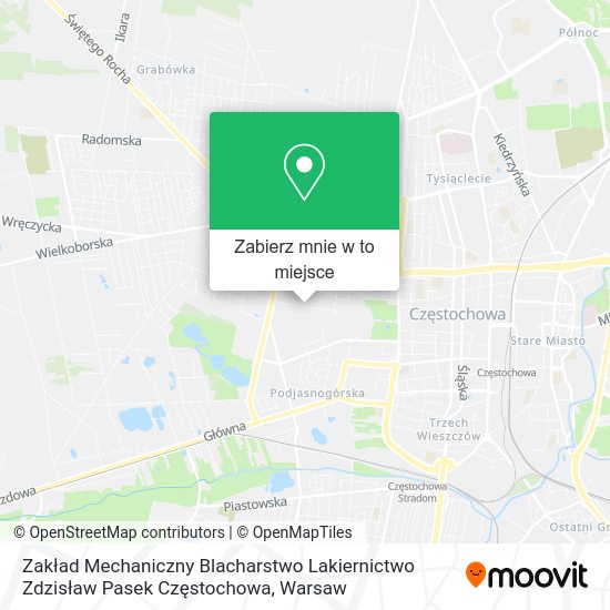 Mapa Zakład Mechaniczny Blacharstwo Lakiernictwo Zdzisław Pasek Częstochowa