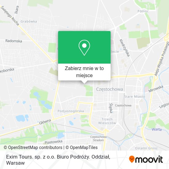 Mapa Exim Tours. sp. z o.o. Biuro Podróży. Oddział