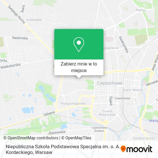 Mapa Niepubliczna Szkoła Podstawowa Specjalna im. o. A. Kordeckiego