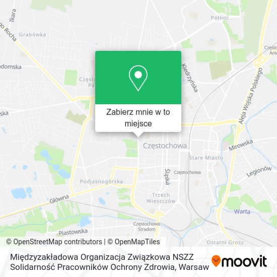 Mapa Międzyzakładowa Organizacja Związkowa NSZZ Solidarność Pracowników Ochrony Zdrowia