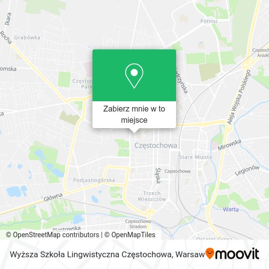 Mapa Wyższa Szkoła Lingwistyczna Częstochowa