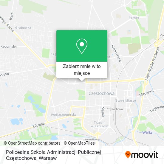 Mapa Policealna Szkoła Administracji Publicznej Częstochowa