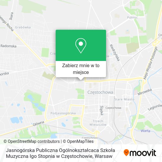 Mapa Jasnogórska Publiczna Ogólnokształcaca Szkoła Muzyczna Igo Stopnia w Częstochowie