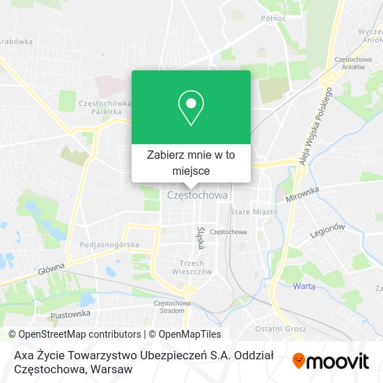 Mapa Axa Życie Towarzystwo Ubezpieczeń S.A. Oddział Częstochowa