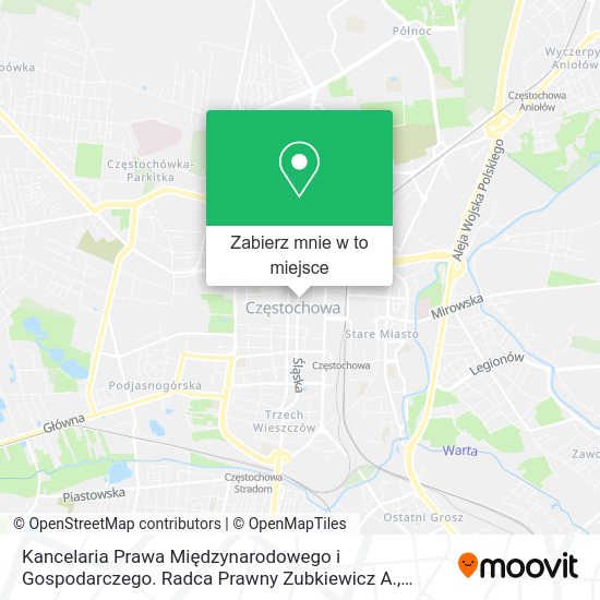 Mapa Kancelaria Prawa Międzynarodowego i Gospodarczego. Radca Prawny Zubkiewicz A.