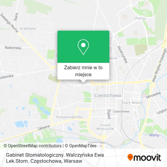 Mapa Gabinet Stomatologiczny. Walczyńska Ewa Lek.Stom. Częstochowa