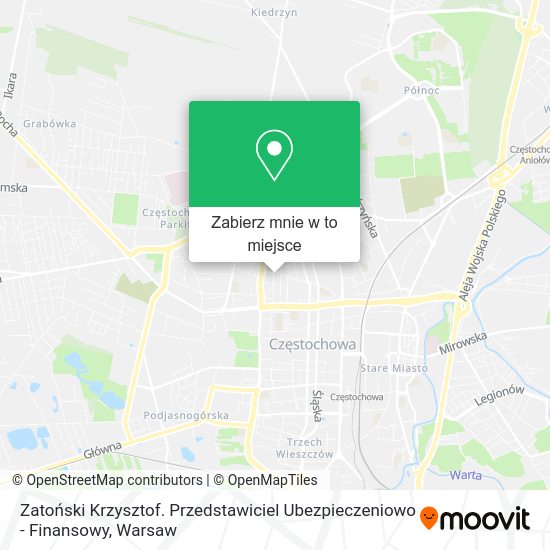 Mapa Zatoński Krzysztof. Przedstawiciel Ubezpieczeniowo - Finansowy