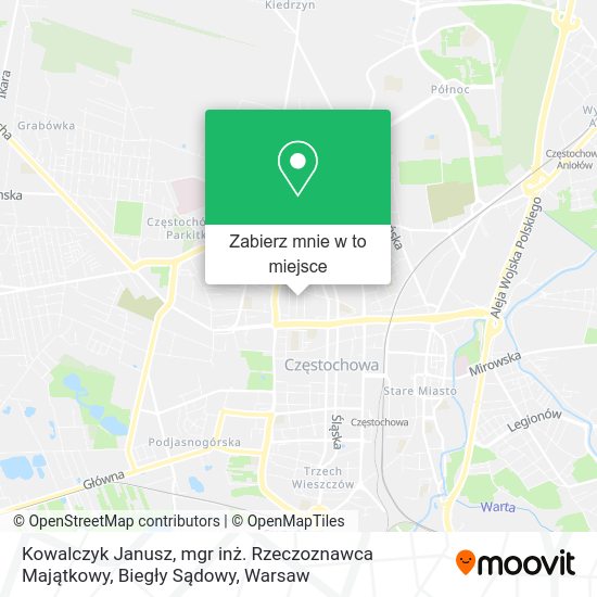 Mapa Kowalczyk Janusz, mgr inż. Rzeczoznawca Majątkowy, Biegły Sądowy