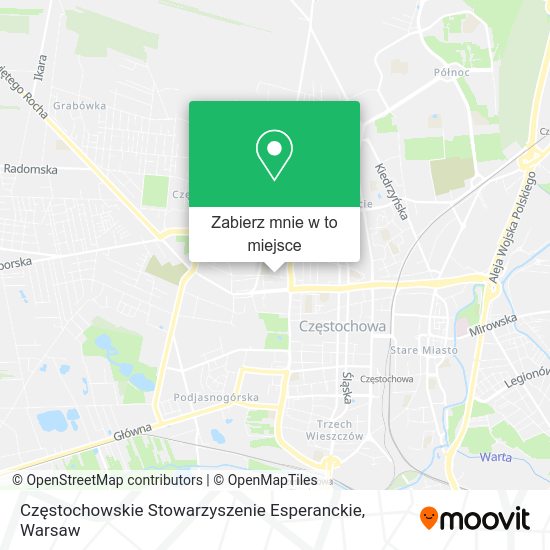 Mapa Częstochowskie Stowarzyszenie Esperanckie