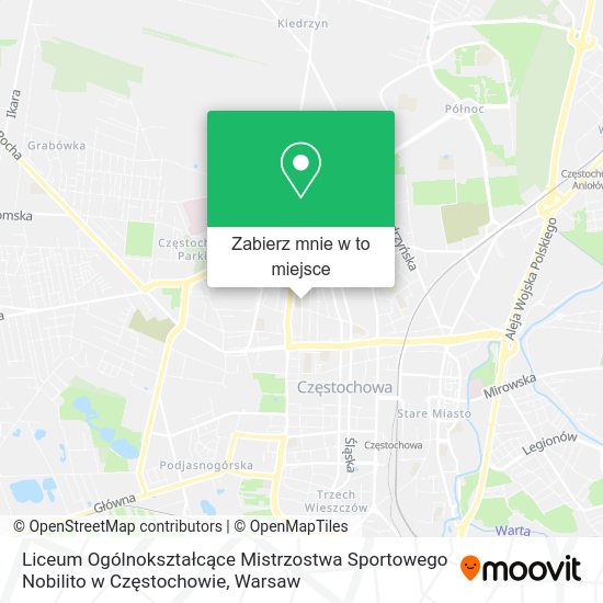 Mapa Liceum Ogólnokształcące Mistrzostwa Sportowego Nobilito w Częstochowie