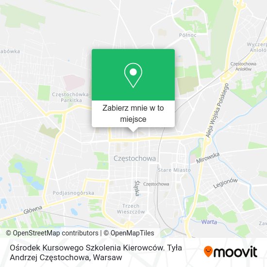 Mapa Ośrodek Kursowego Szkolenia Kierowców. Tyła Andrzej Częstochowa