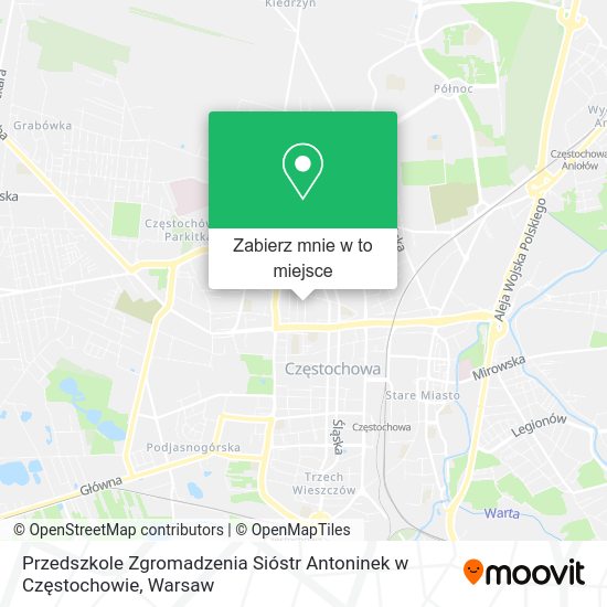 Mapa Przedszkole Zgromadzenia Sióstr Antoninek w Częstochowie