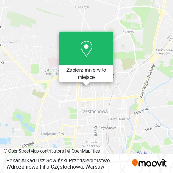 Mapa Pekar Arkadiusz Sowiński Przedsiębiorstwo Wdrożeniowe Filia Częstochowa