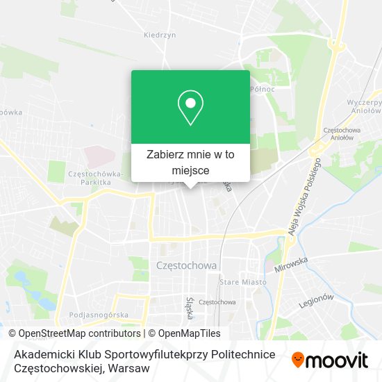 Mapa Akademicki Klub Sportowyfilutekprzy Politechnice Częstochowskiej