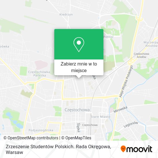 Mapa Zrzeszenie Studentów Polskich. Rada Okręgowa