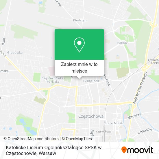 Mapa Katolicke Liceum Ogólnokształcące SPSK w Częstochowie