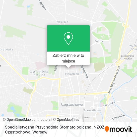 Mapa Specjalistyczna Przychodnia Stomatologiczna. NZOZ Częstochowa