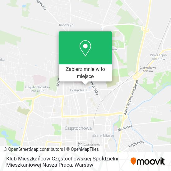 Mapa Klub Mieszkańców Częstochowskiej Spółdzielni Mieszkaniowej Nasza Praca