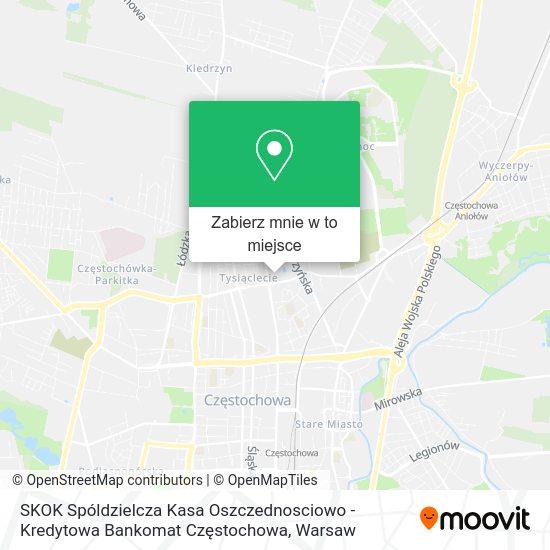 Mapa SKOK Spóldzielcza Kasa Oszczednosciowo - Kredytowa Bankomat Częstochowa