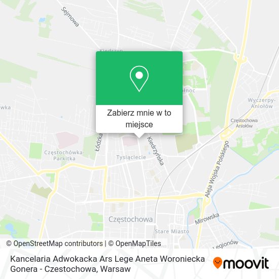 Mapa Kancelaria Adwokacka Ars Lege Aneta Woroniecka Gonera - Czestochowa