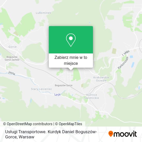 Mapa Usługi Transportowe. Kurdyk Daniel Boguszów-Gorce