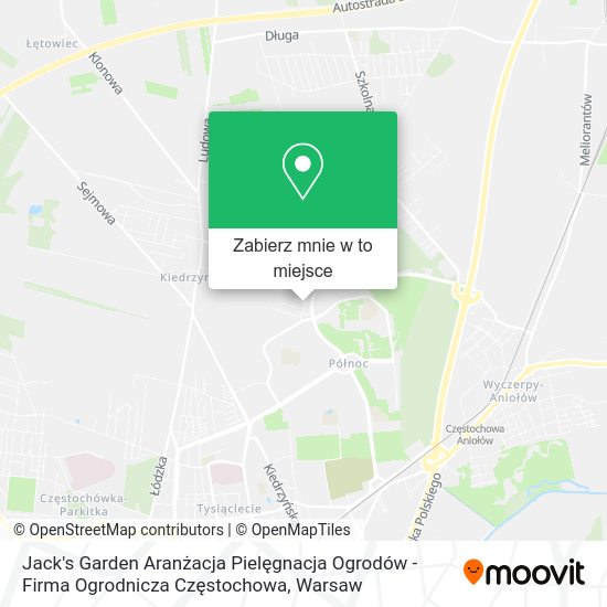 Mapa Jack's Garden Aranżacja Pielęgnacja Ogrodów - Firma Ogrodnicza Częstochowa