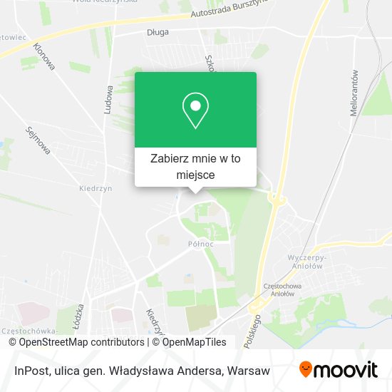 Mapa InPost, ulica gen. Władysława Andersa