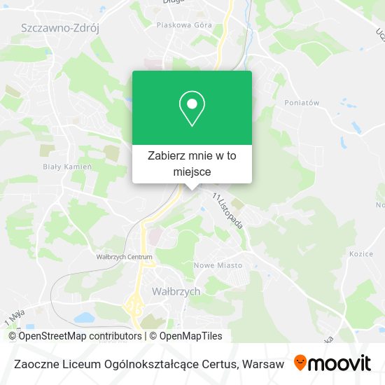 Mapa Zaoczne Liceum Ogólnokształcące Certus