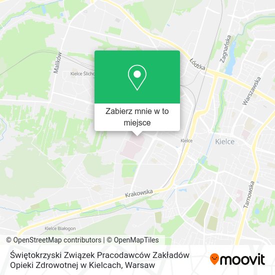 Mapa Świętokrzyski Związek Pracodawców Zakładów Opieki Zdrowotnej w Kielcach