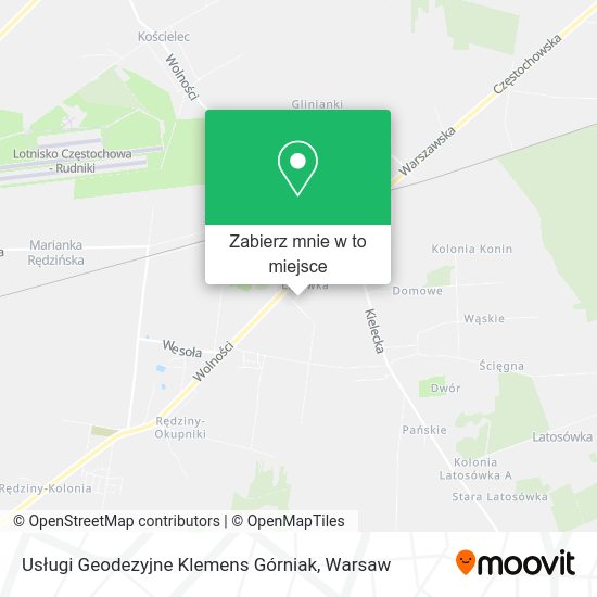 Mapa Usługi Geodezyjne Klemens Górniak