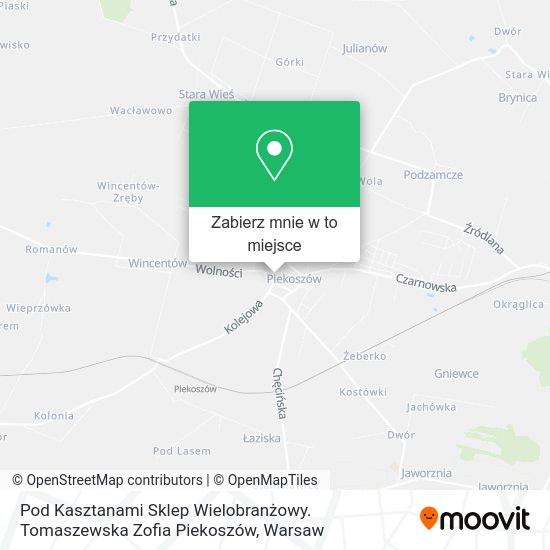 Mapa Pod Kasztanami Sklep Wielobranżowy. Tomaszewska Zofia Piekoszów