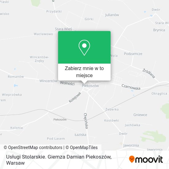 Mapa Usługi Stolarskie. Giemza Damian Piekoszów