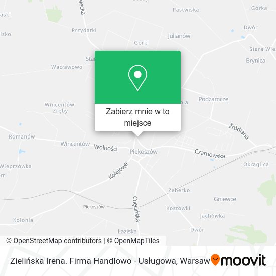 Mapa Zielińska Irena. Firma Handlowo - Usługowa