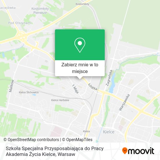 Mapa Szkoła Specjalna Przysposabiająca do Pracy Akademia Życia Kielce