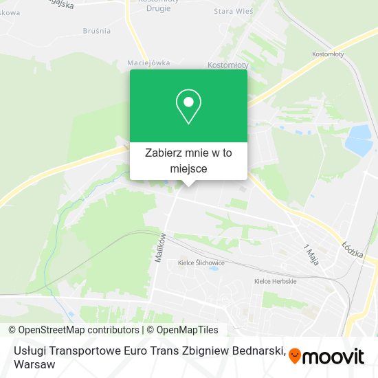 Mapa Usługi Transportowe Euro Trans Zbigniew Bednarski