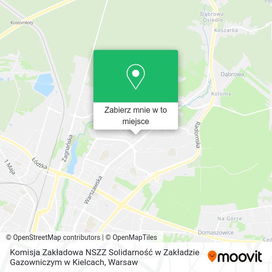 Mapa Komisja Zakładowa NSZZ Solidarność w Zakładzie Gazowniczym w Kielcach