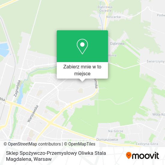 Mapa Sklep Spożywczo-Przemysłowy Oliwka Stala Magdalena