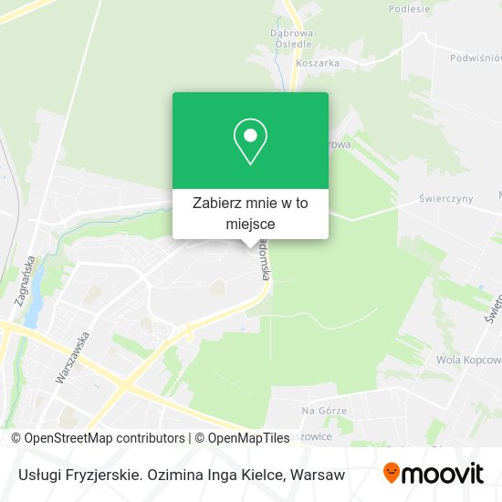 Mapa Usługi Fryzjerskie. Ozimina Inga Kielce