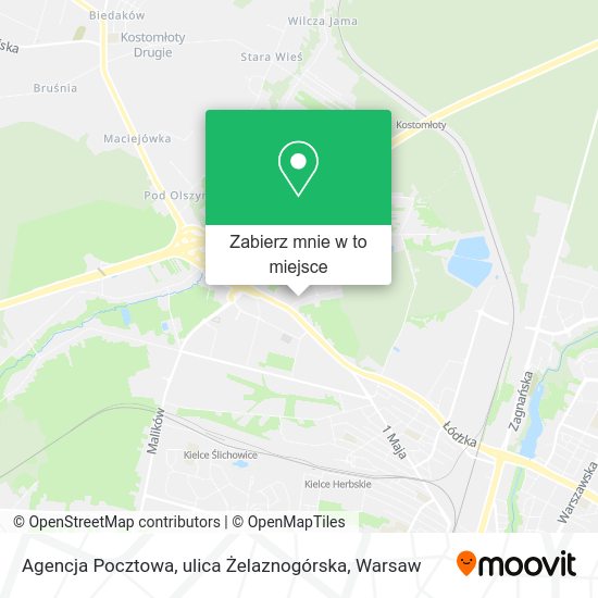 Mapa Agencja Pocztowa, ulica Żelaznogórska