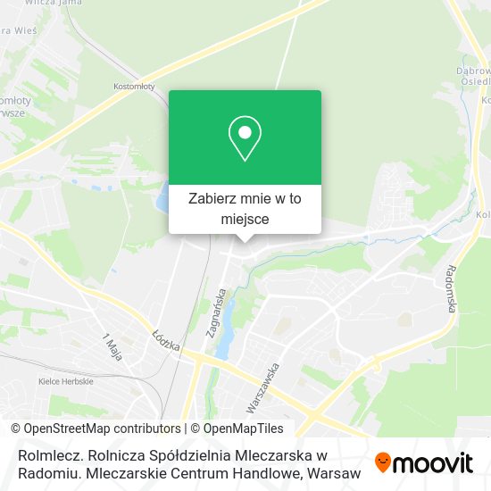 Mapa Rolmlecz. Rolnicza Spółdzielnia Mleczarska w Radomiu. Mleczarskie Centrum Handlowe