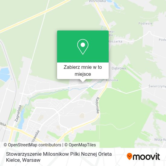 Mapa Stowarzyszenie Milosnikow Pilki Noznej Orleta Kielce