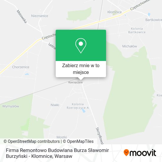 Mapa Firma Remontowo Budowlana Burza Sławomir Burzyński - Kłomnice