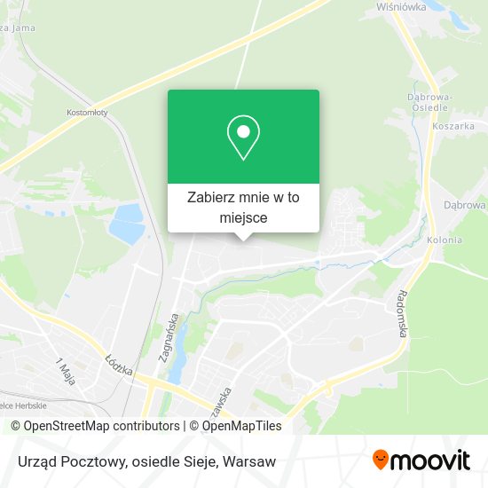 Mapa Urząd Pocztowy, osiedle Sieje