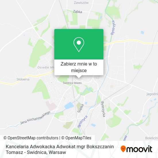 Mapa Kancelaria Adwokacka Adwokat mgr Bokszczanin Tomasz - Swidnica