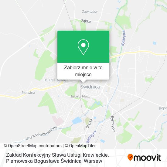 Mapa Zakład Konfekcyjny Sława Usługi Krawieckie. Plamowska Bogusława Świdnica