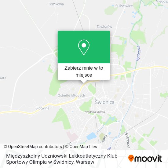 Mapa Międzyszkolny Uczniowski Lekkoatletyczny Klub Sportowy Olimpia w Świdnicy