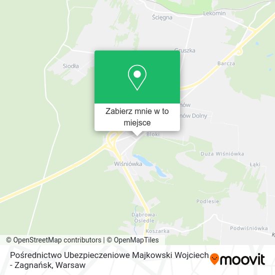 Mapa Pośrednictwo Ubezpieczeniowe Majkowski Wojciech - Zagnańsk