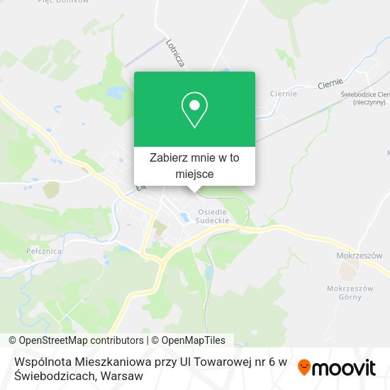 Mapa Wspólnota Mieszkaniowa przy Ul Towarowej nr 6 w Świebodzicach