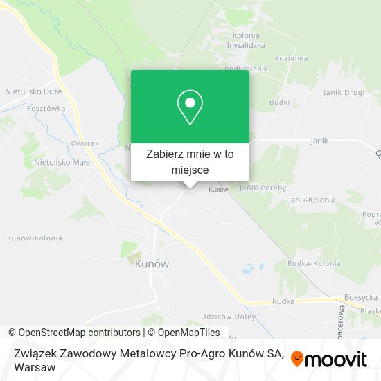 Mapa Związek Zawodowy Metalowcy Pro-Agro Kunów SA